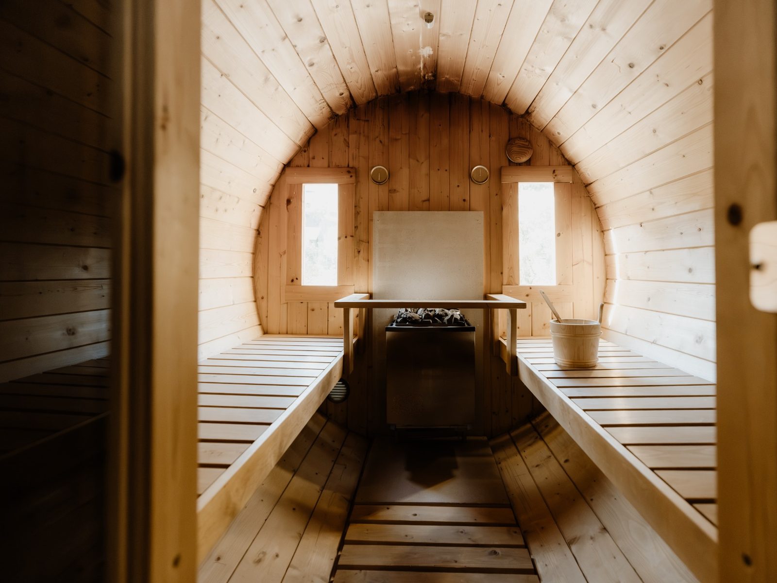 Warme Sauna im Bodetaler nach einem Wintertag